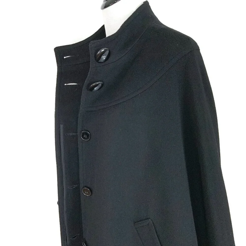 New Helene Berman London Black Wool Cashmere Poncho Cape Sz M - Picture 13 of 16